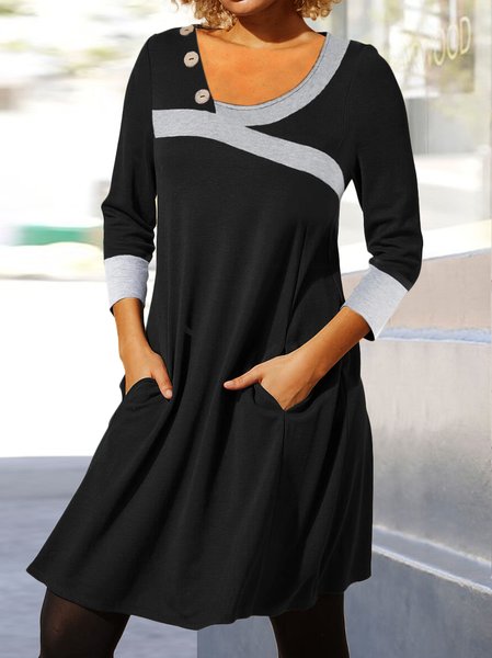 

Asymmetric Casual Loose Asymmetrical Dress, Black, Dresses
