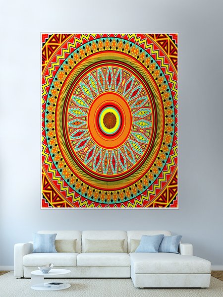 

51x60 Bohemian Mandala Tapestry Fireplace Art For Backdrop Blanket Home Festival Decor, Color4, Tapestry