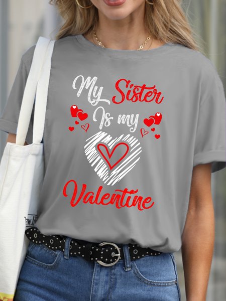 

Lilicloth X Abu Sister Gift My Sister Is My Valentine Women's T-Shirt, Gray, T-shirts