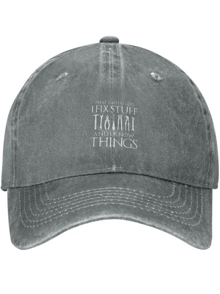 I Fix Stuff Hobby Text Letters Adjustable Hat, Gray, Men's Hats