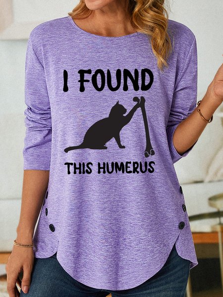 

Lilicloth X Jessanjony Funny Cat I Found This Humerus Women's Long Sleeve T-Shirt, Purple, Long sleeves