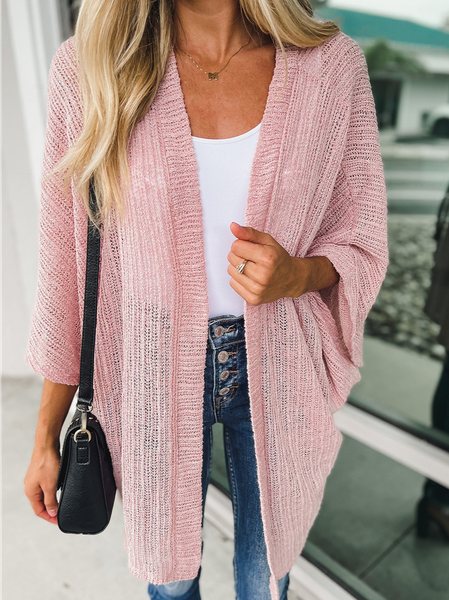 

Casual Others Loose Cotton-Blend Sweater Coat, Pink, Cardigans