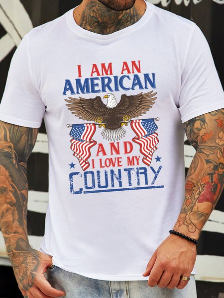

Lilicloth X Manikvskhan I Am An American And I Love My Country Men's T-Shirt, White, T-shirts
