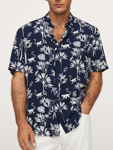 

Plants Short Sleeve Resort Shirt, Black, Men Shirts