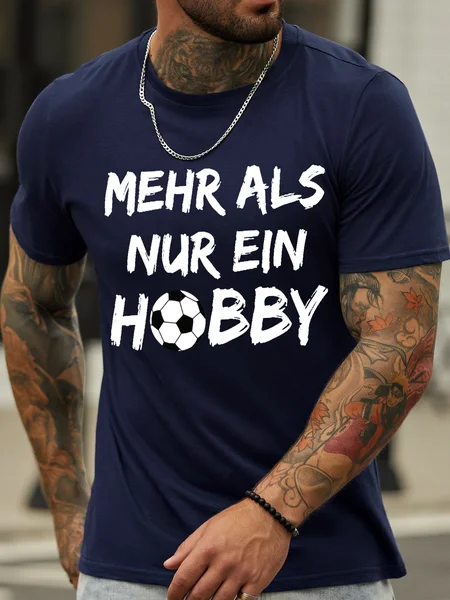 

Men's Mehr Als Nur Ein Hobby Funny World Cup Soccer Graphic Print Crew Neck Cotton Loose Casual T-Shirt, Purplish blue, T-shirts