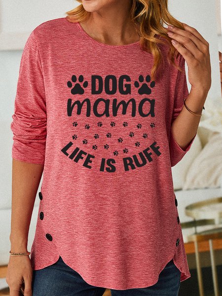

Lilicloth X Jessanjony Dog Mom Life Is Ruff Womens Long Sleeve T-Shirt, Pink, Long sleeves