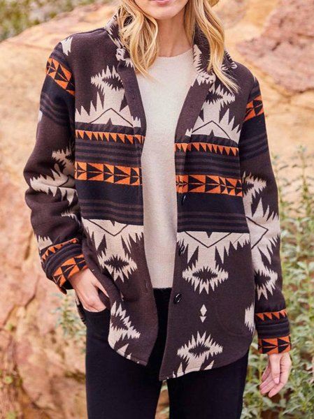 

Ethnic Loose Shawl Collar Jacket, Multicolor, Jackets