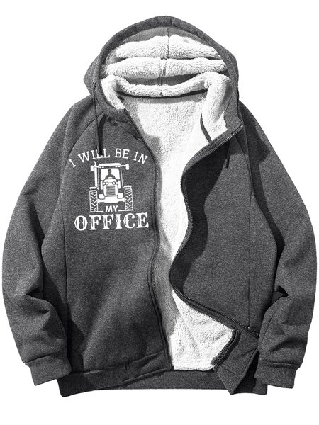 

Men's I Will Be In Office The Man Who Loved Tractors Funny Graphic Print Hoodie Zip Up Sweatshirt Warm Jacket With Fifties Fleece, Deep gray, Hoodies&Sweatshirts
