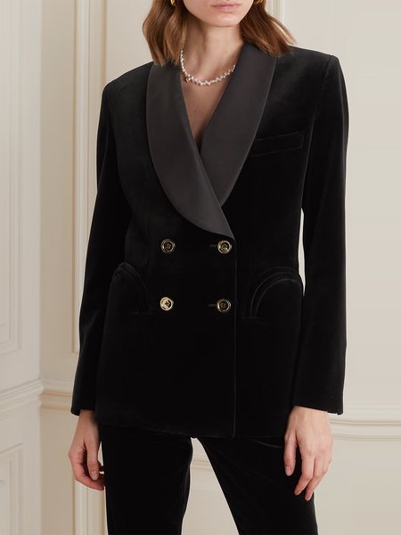 

Lapel Collar Urban Long Sleeve Regular Fit Plain Blazer, Black, Blazers
