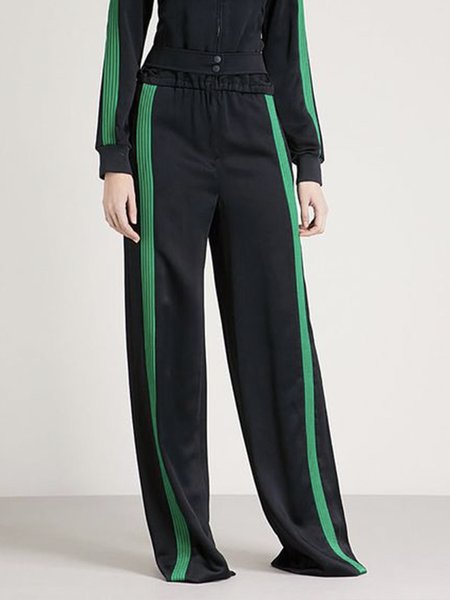 

Daily Casual Color Block Regular Fit Fashion Pants, Black, Pants