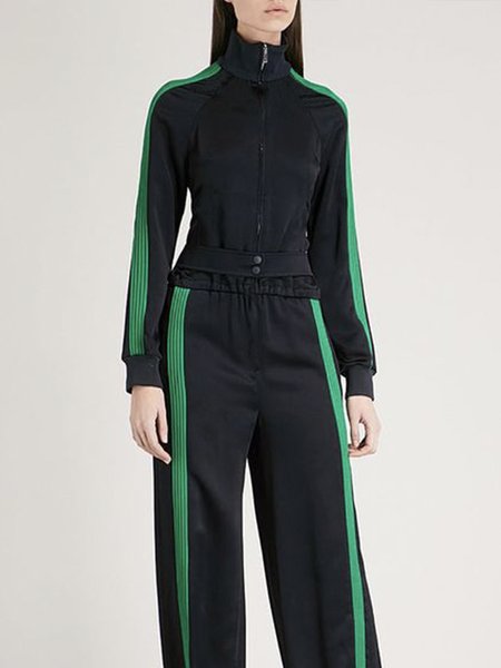 

Long sleeve Color Block Shawl Collar Casual Jacket, Black, Jackets