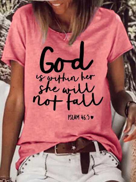 Women's Christian Casual Text Letters T-Shirt, Red, T-shirts