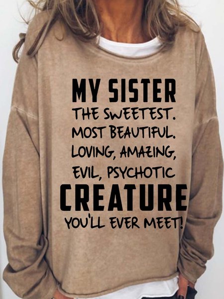 

Women's Sister Gift Casual Letters Sweatshirt, Light brown, Hoodies&Sweatshirts