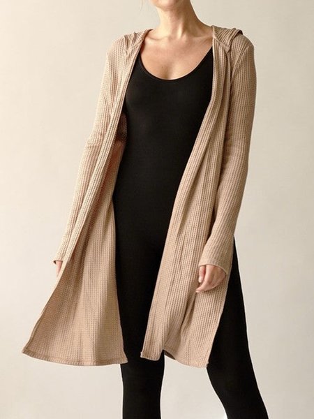 

Wrap Loose Plain Casual Other Coat, Khaki, Clothing