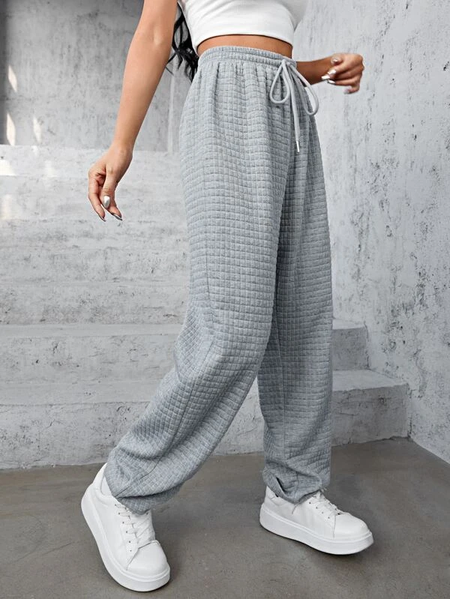

Cotton-Blend Casual Loose Sweatpants, Gray, Pants