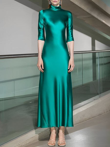 

Turtleneck Regular Fit Elegant Party Dress, Green, Wedding Guest Dresses