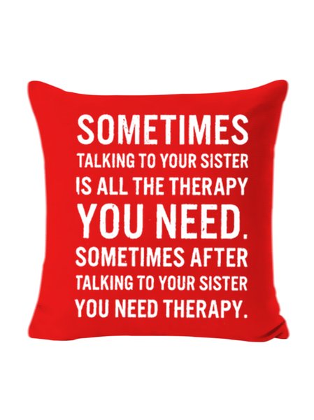 

18*18 Funny Sister Letters Backrest Cushion Pillow Covers Decorations For Home, Wine red, Pillow Covers