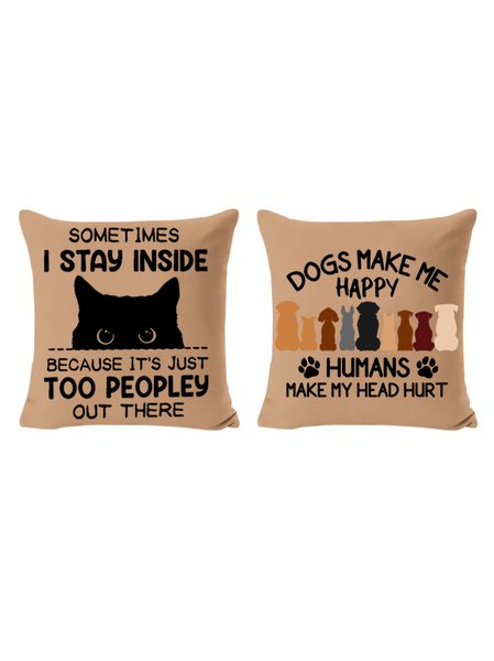 

20*20 Funny Women Sometimes I Stay Inside Because It's Just Too People Out There Backrest Cushion Pillow Covers Decorations For Home, Color4, Pillow Covers