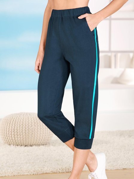 3/4 Pants With Contrasting Piping, Dark blue, Pants