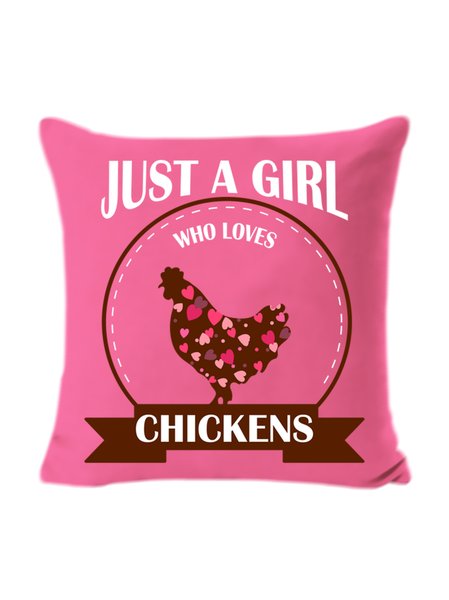 

18*18 Lilicloth X Jessanjony Just A Girl How Loves Chickens Backrest Cushion Pillow Covers Decorations For Home, Rose red, Pillow Covers