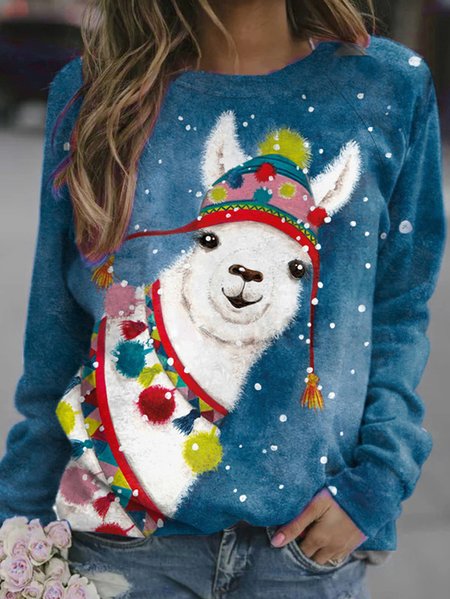 

Christmas Alpaca Funny Casual Sweatshirt, As picture, Hoodies&Sweatshirts