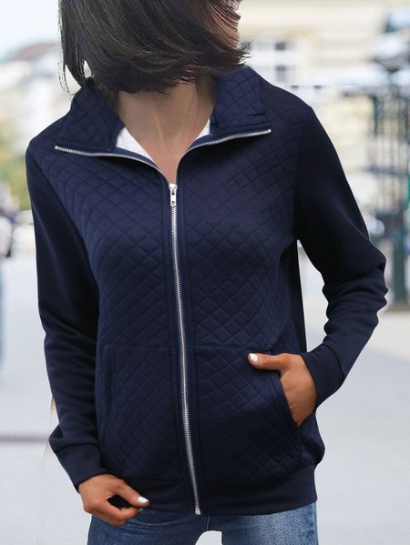 

Regular Fit Casual Shawl Collar Plain Jacket, Navy blue, Jackets