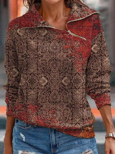 

Regular Fit Casual Zipper Ethnic Sweatshirt, Multicolor, Sweatshirts & Hoodies