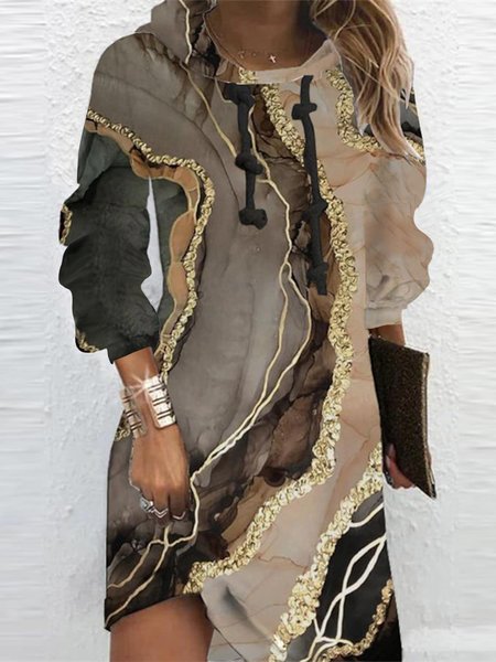 

Hoodie Casual Dress, Khaki, Dresses