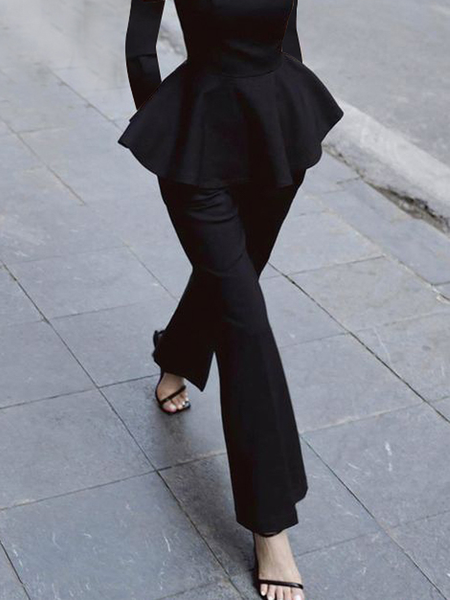 

Regular Fit Urban Plain Fashion Straight Long Pants, Black, Pants