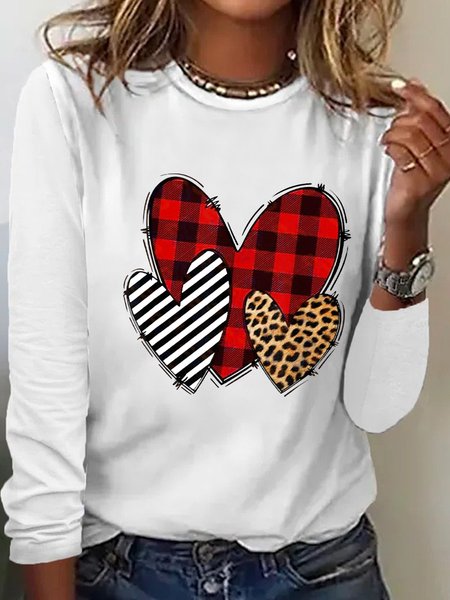 

Womens Valentine‘s Day Hearts Long Sleeve T-Shirt, White, Long sleeves