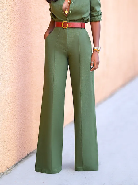 

Urban Plain Regular Fit Fashion Straight Long Pants, Green, Pants