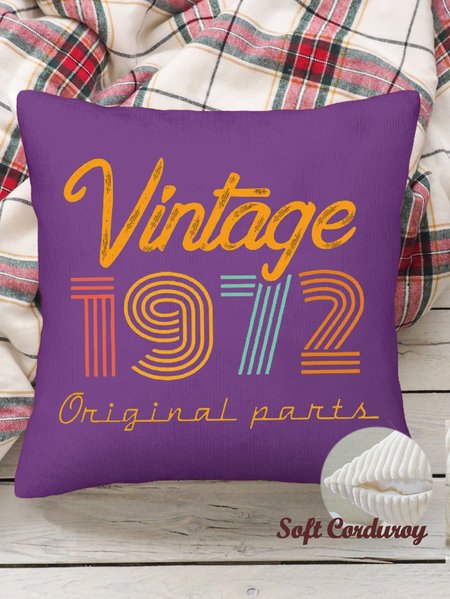 

18*18 Throw Pillow Covers, Letters Corduroy Cushion Pillowcase Case for Living Room, Purple, Pillow Covers