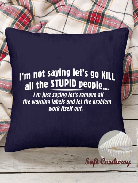 

18*18 Throw Pillow Covers, Funny Letters Corduroy Cushion Pillowcase Case for Living Room, Dark blue, Pillow Covers