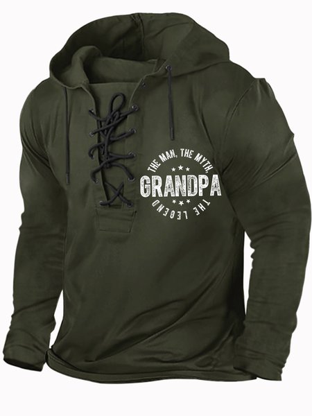 

Men's Grandpa The Man The Myth The Legend Funny Graphic Print Casual Text Letters Regular Fit Hoodie Sweatshirt, Dark green, Hoodies&Sweatshirts