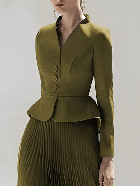 

Elegant Plain Long Sleeve Regular Fit Jacket, Yellow, Jackets