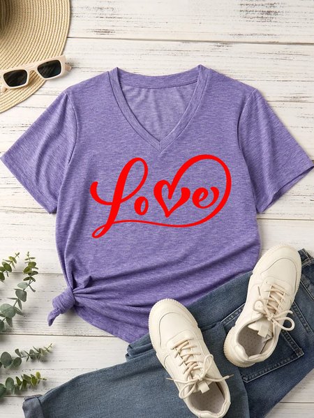 

Lilicloth X Abu Valentine‘s Day Love Women's V Neck T-Shirt, Purple, T-shirts