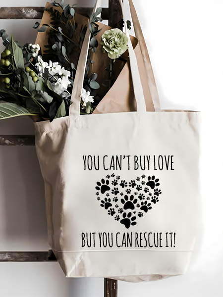 

You Can't Buy Love Festival Graphic Casual Shopping Tote Bag, White, Bags