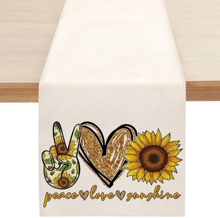 

13*72 Tablecloth Peace Love Sunshine Table Tarps Party Decorations, Tablecloth