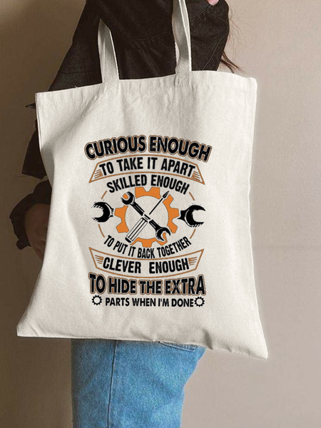 Curious Enough Hobby Graphic Casual Shopping Tote Bag, White, Bags
