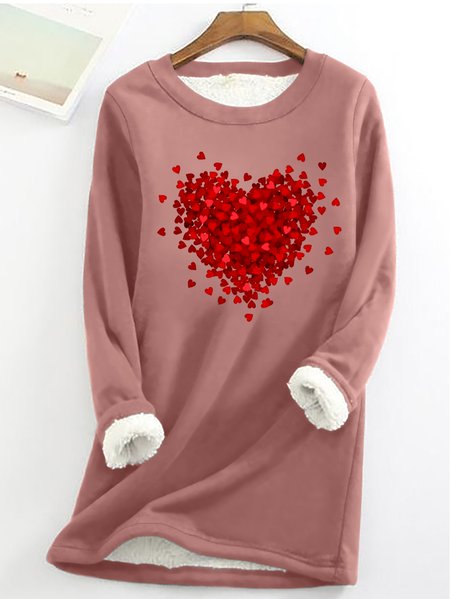 

Women's Simple Heart Loose Crew Neck Sweatshirt, Pink, Hoodies&Sweatshirts