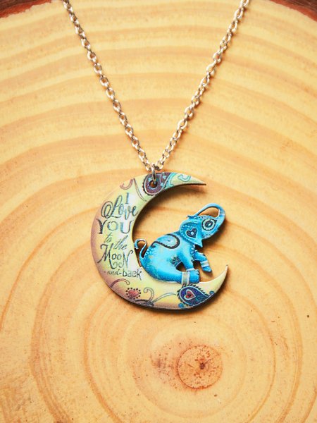

I Love You To the Moon And Back Elephant Jewelry Necklace, As picture, Necklaces