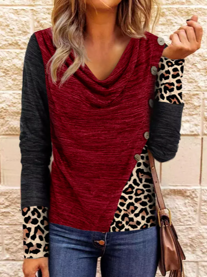 

Others Casual Geometric Cotton-Blend Top, Wine red, Shirts & Blouses