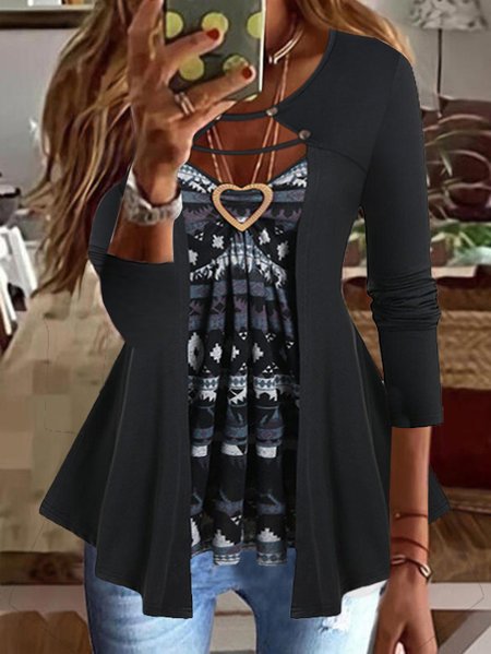 

Ethnic Regular Fit Ethnic Top, Black, Tops