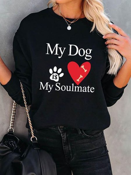 

Loose Heart/Cordate Crew Neck Casual Sweatshirt, Black, Sweatshirts & Hoodies