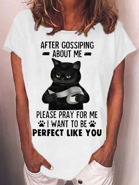 

Women's After Gossiping About Me Letters Casual T-Shirt, White, T-shirts