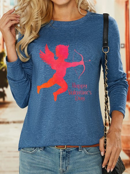 

Lilicloth X Abu Cupid Happy Valentine's Day Womens Long Sleeve T-Shirt, Blue, Long sleeves