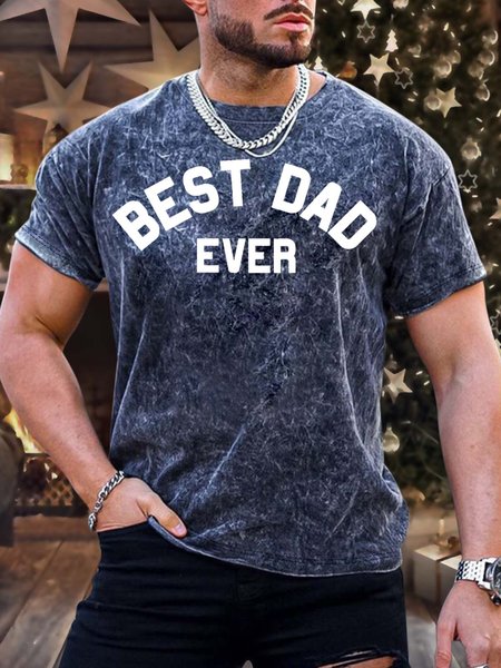 

Men’s Best Dad Ever Text Letters Casual T-Shirt, Deep blue, T-shirts
