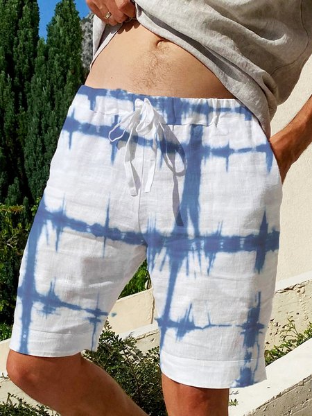 

Tie Dye Drawstring Bermuda Short, White, Men's shorts