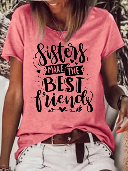 

Women's Funny Sister Letters Casual T-Shirt, Red, T-shirts