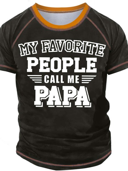 

Men’s My Favorite People Call Me Papa Regular Fit Text Letters Casual T-Shirt, Green, T-shirts